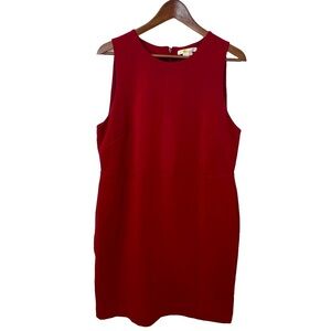 Boden Women's Dress Midi Sheath Red Sleeveless w/ Pockets Size 10R
